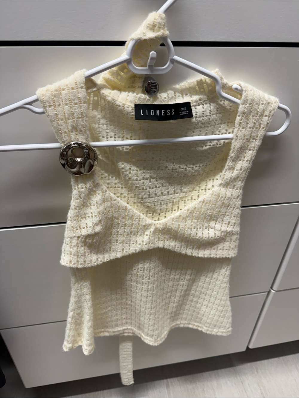 Lioness Ivory Waffle-Knit Cropped Tank